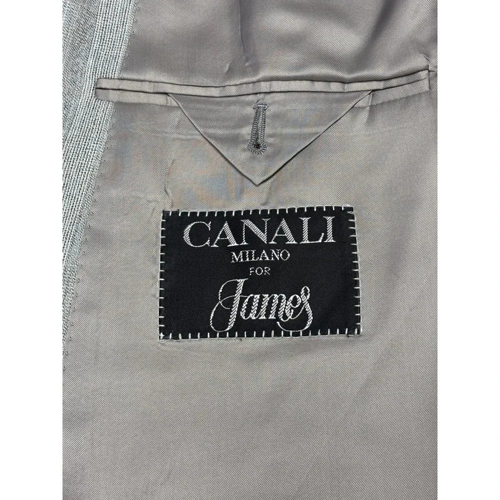 Canali Milano Gray Pinstripe Double Breasted Wool Blazer Italy 48R EU 38R US‎